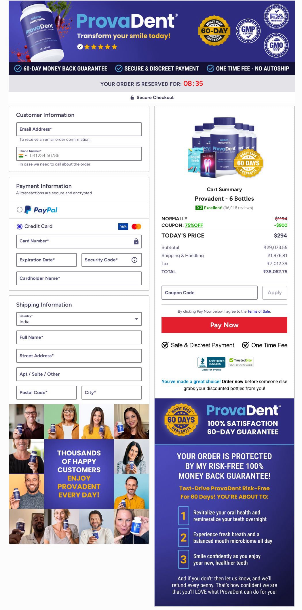 Provadent-order-page